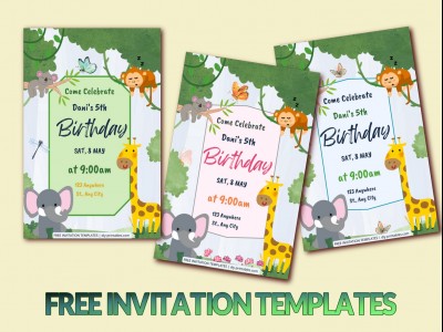 Free Jungle-Themed Birthday Invitation Templates for Canva